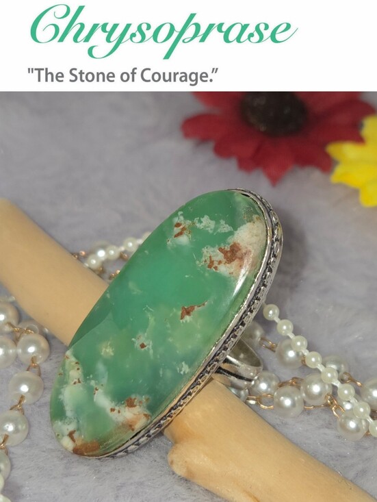 Handmade Jewelry - Massive Natural Chrysoprase Gemstone Chunky Handmade Ring